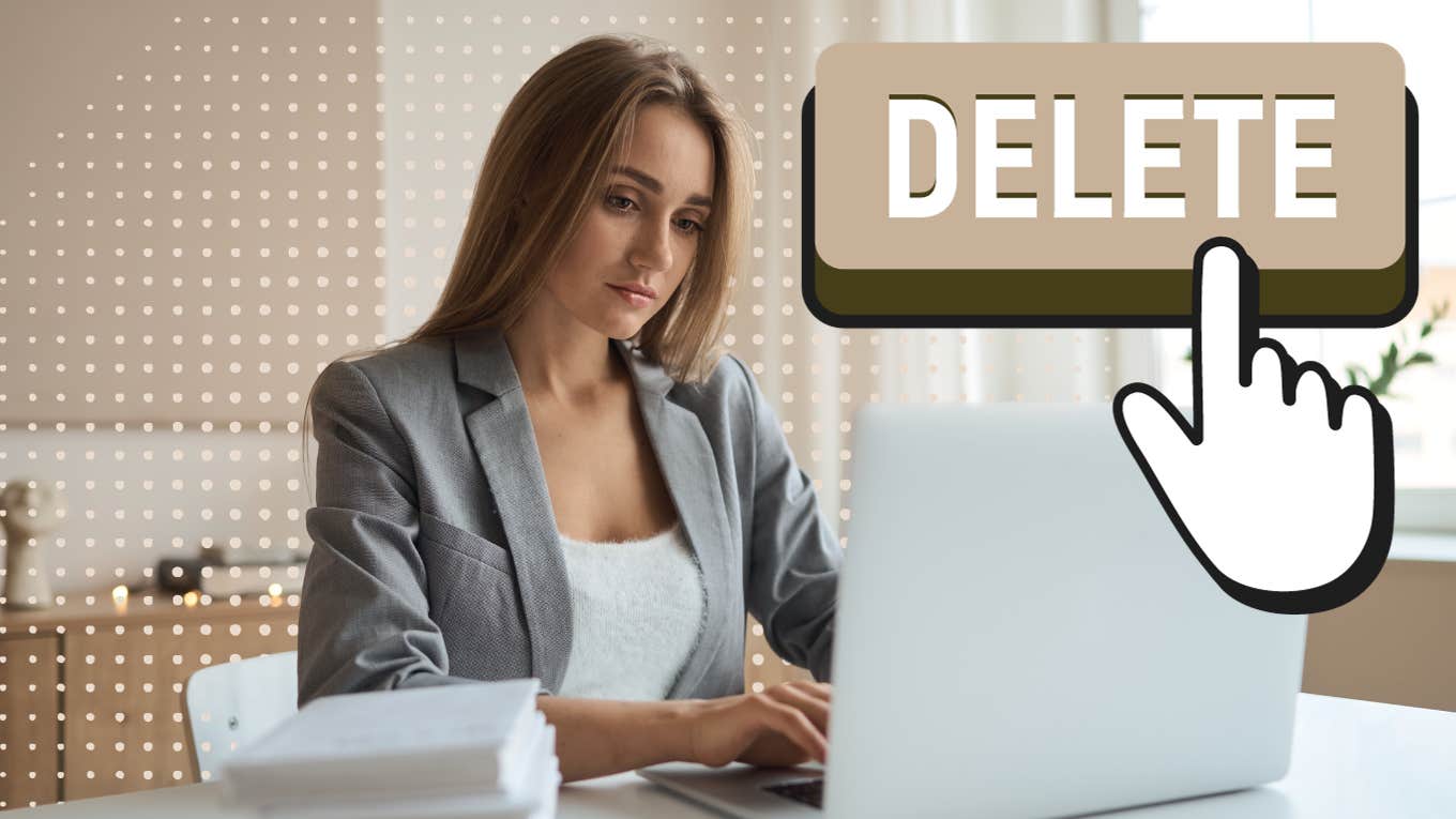 7 Undeniable Reasons You Need To Unfriend Your Ex Woman on computer post breakup, deleting her ex