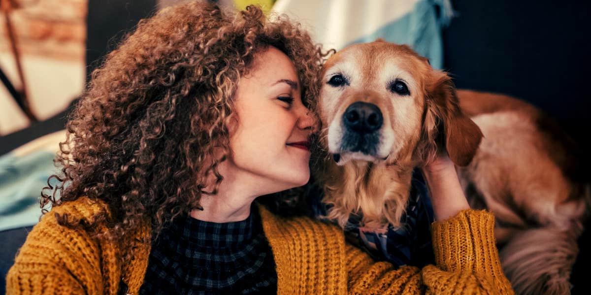 woman with her dog