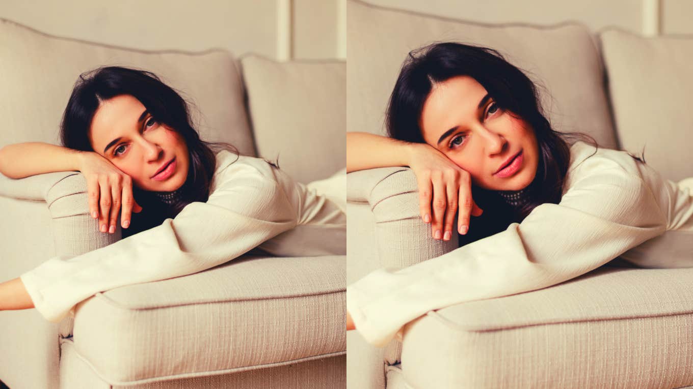 Woman lying on sofa enjoying time alone