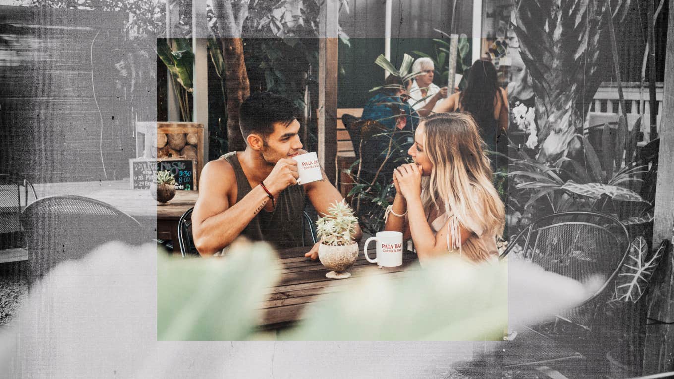 Sign a Man Has His Emotional Life Together Young couple having lunch together
