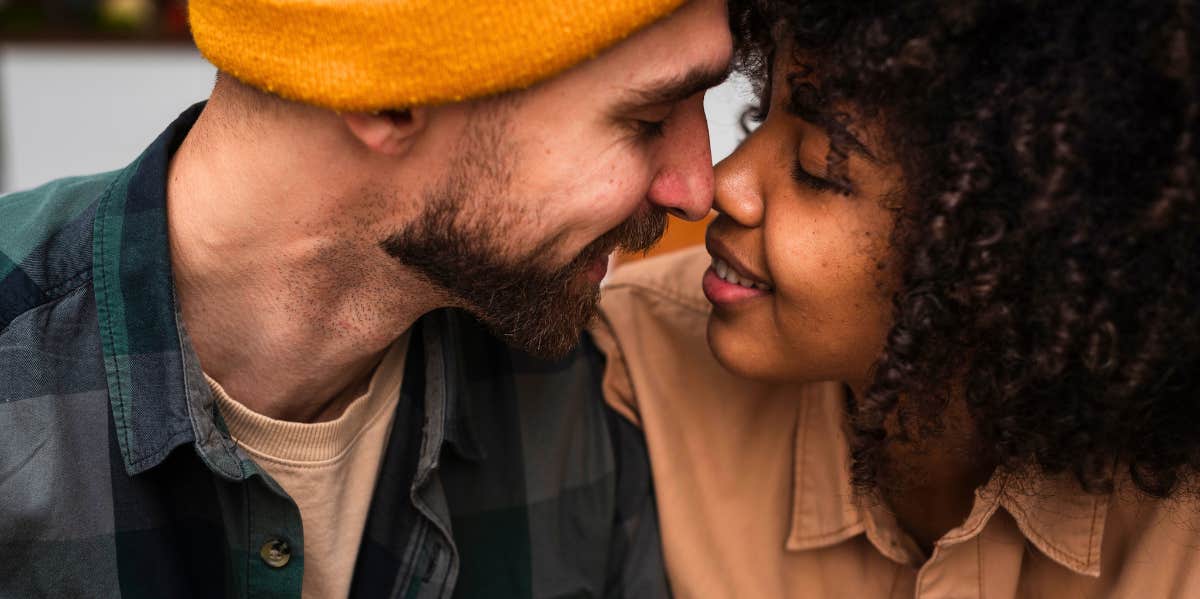 couple about to kiss