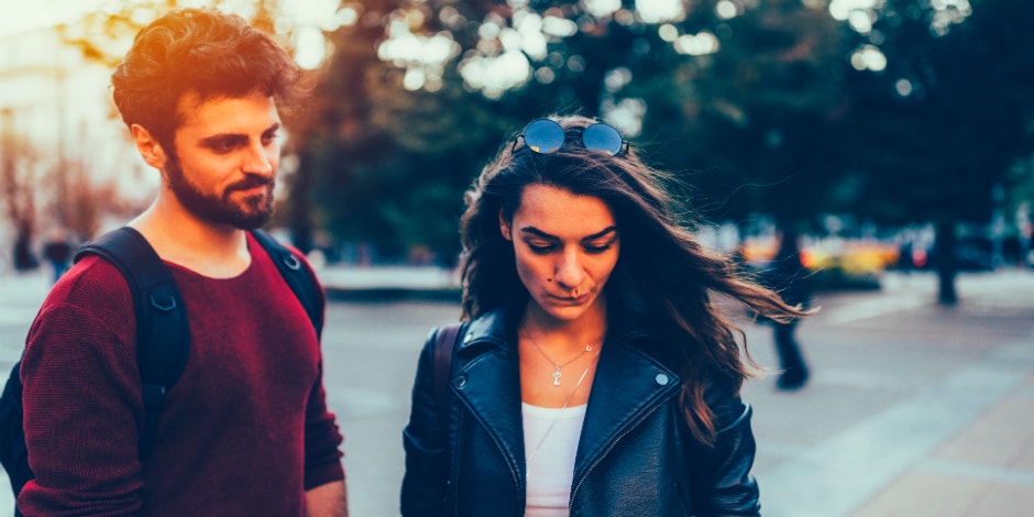 man and woman standing together