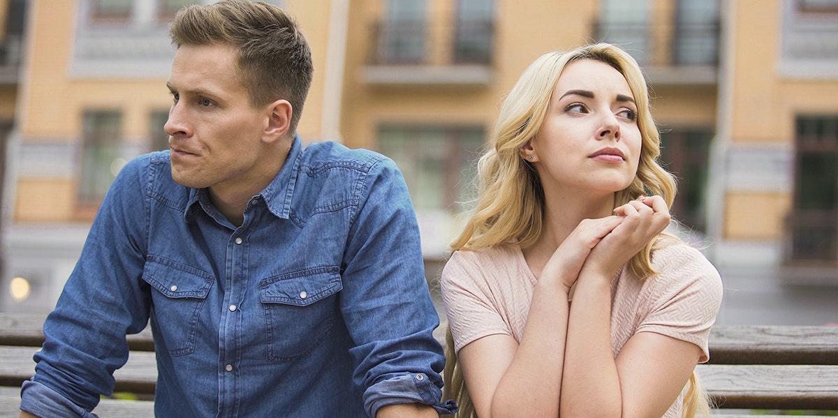 couple looking away from each other