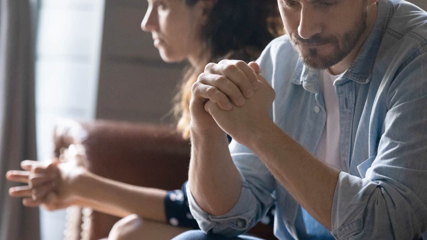 2 Biggest Signs A Marriage Is Heading For Divorce distant couple sitting next to each other