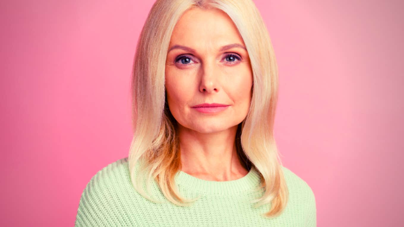 narcissistic mother in front of pink background