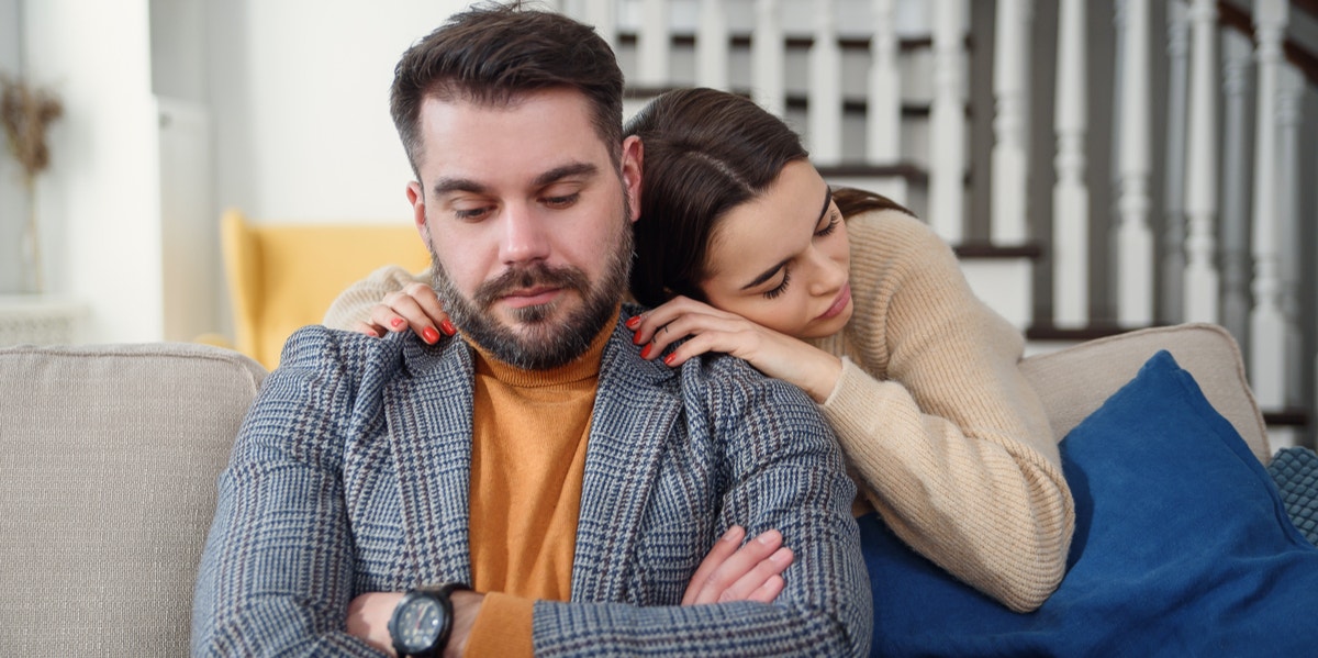 needy woman leaning on a man