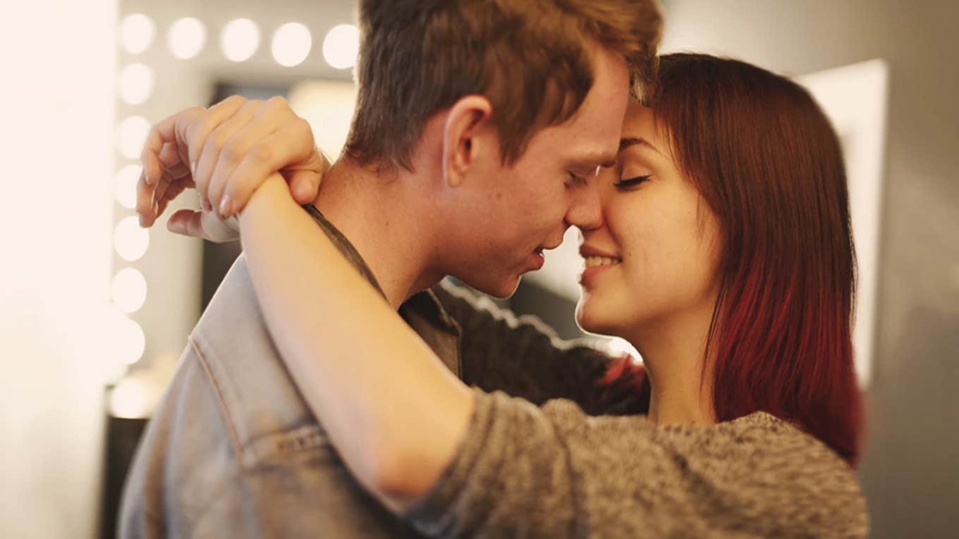 happy couple about to kiss