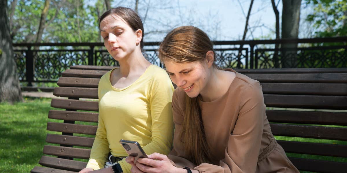 two women on a bench