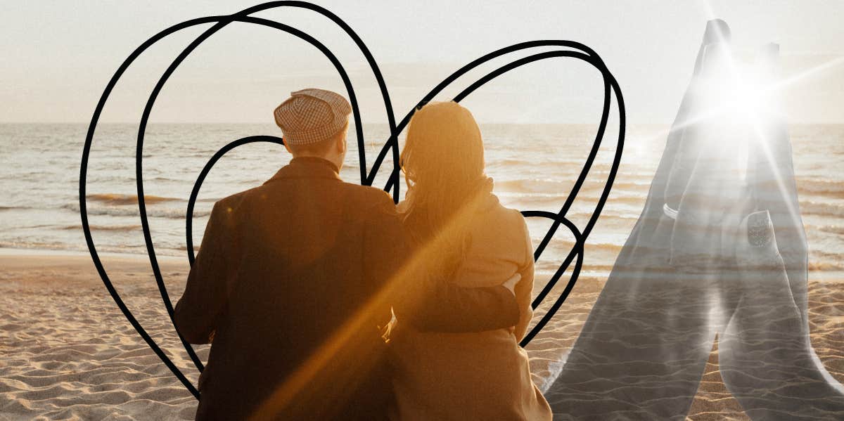 Couple sitting on the beach