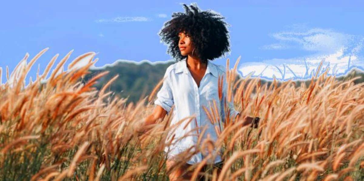 woman in a wheat field
