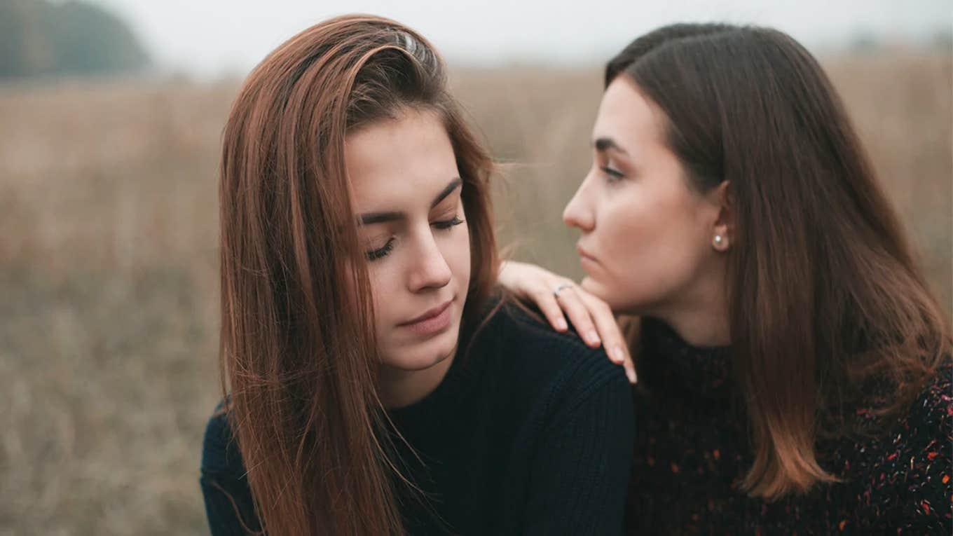 two friends looking sad