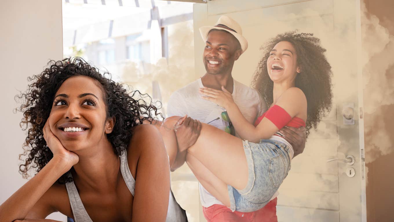 Unlikely Signs Your Relationship Is Normal Woman day dreaming about her partner being romantic