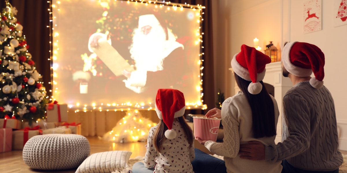 family watching christmas movie