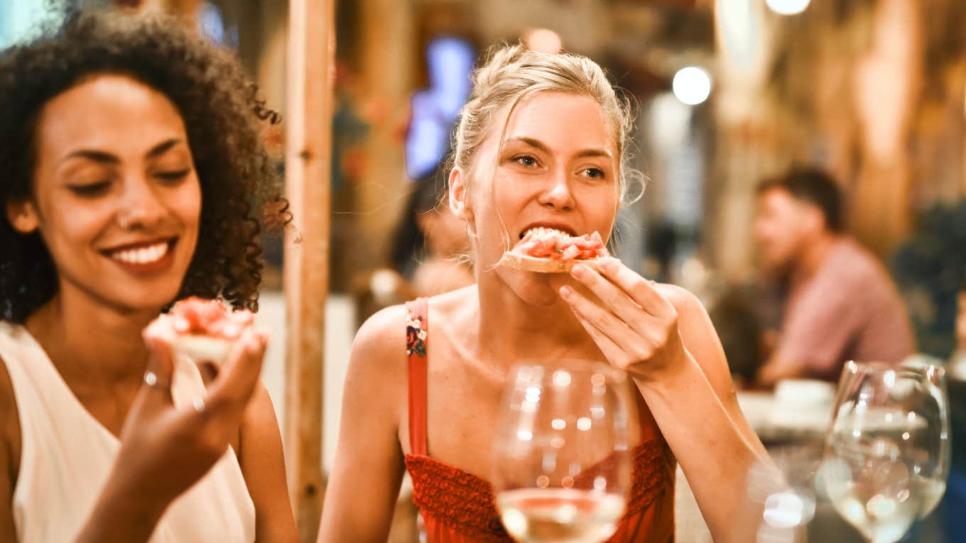 women eating dinner 