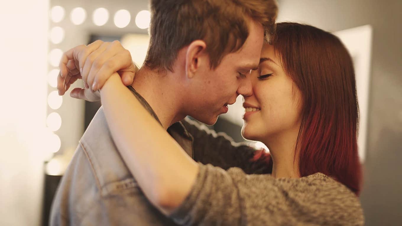 couple about to kiss