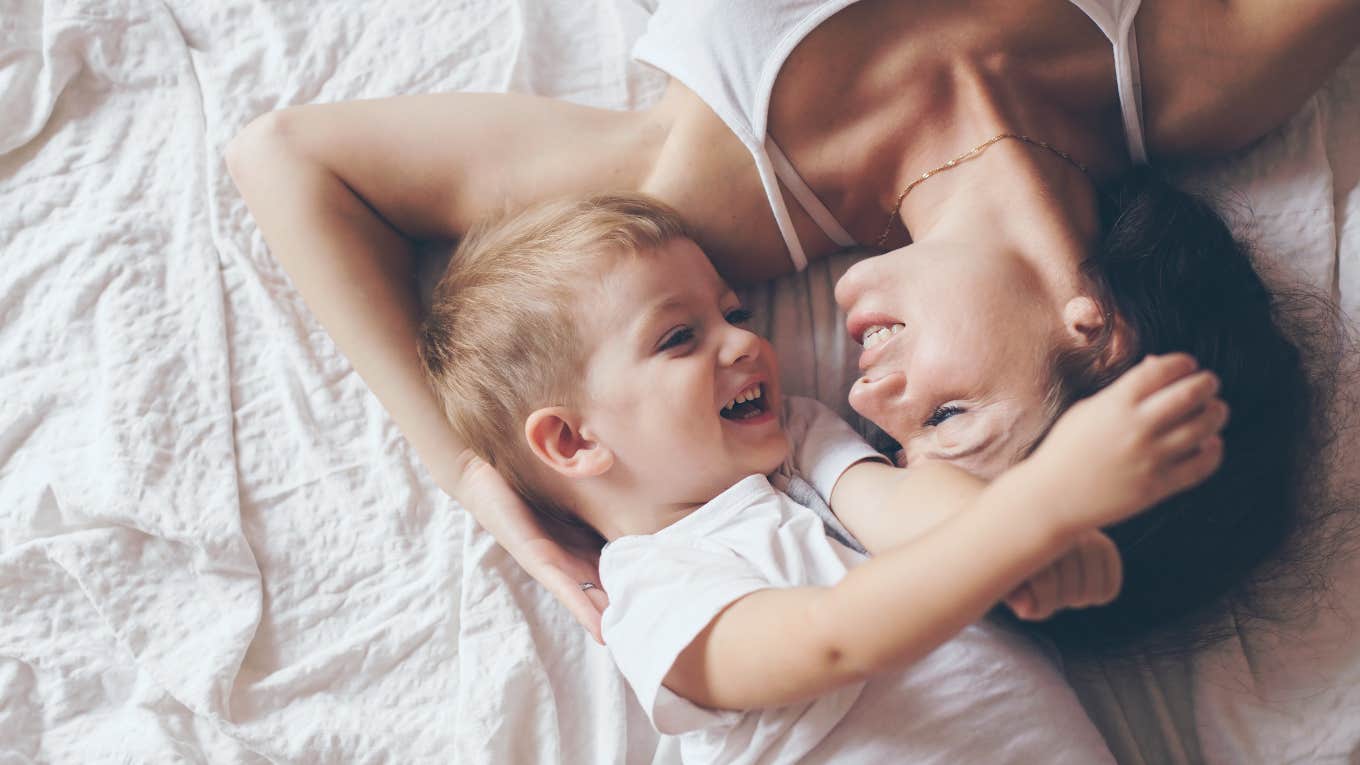 mom and son co-sleeping