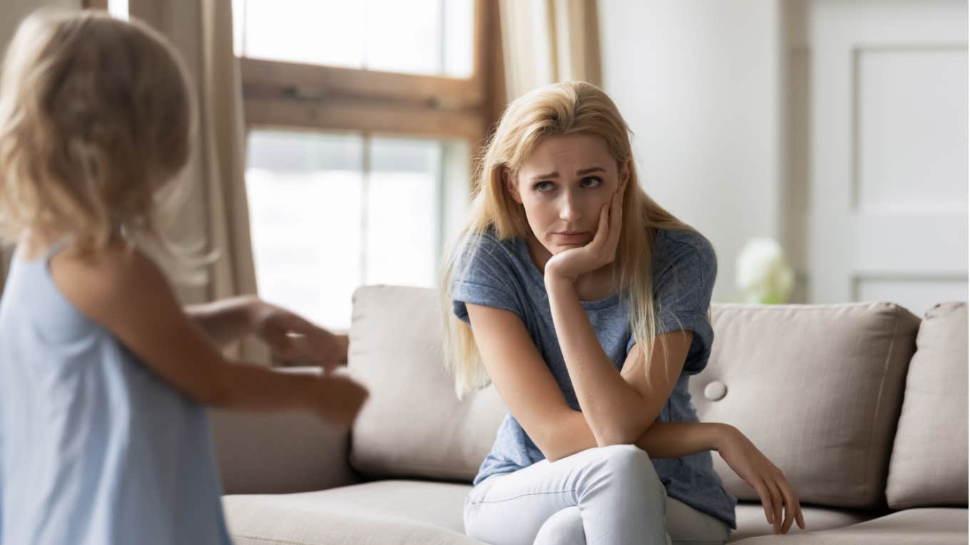 single mother feels stressed with daughter