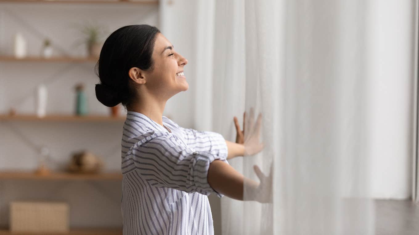 woman excited to reset her life