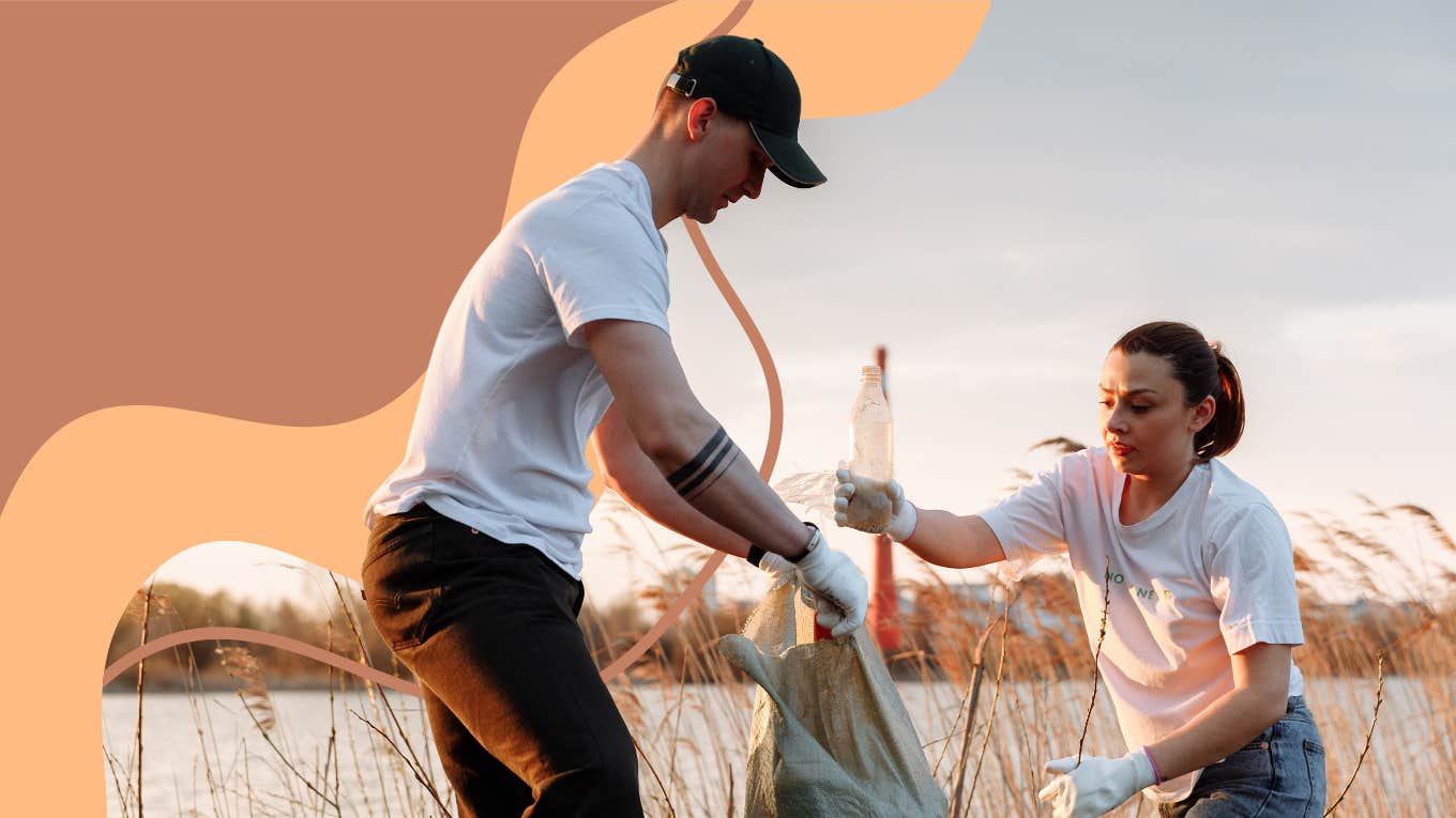 Couple volunteering together