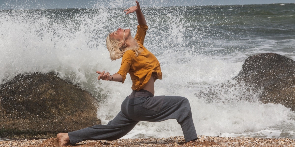 woman dancing with the waves