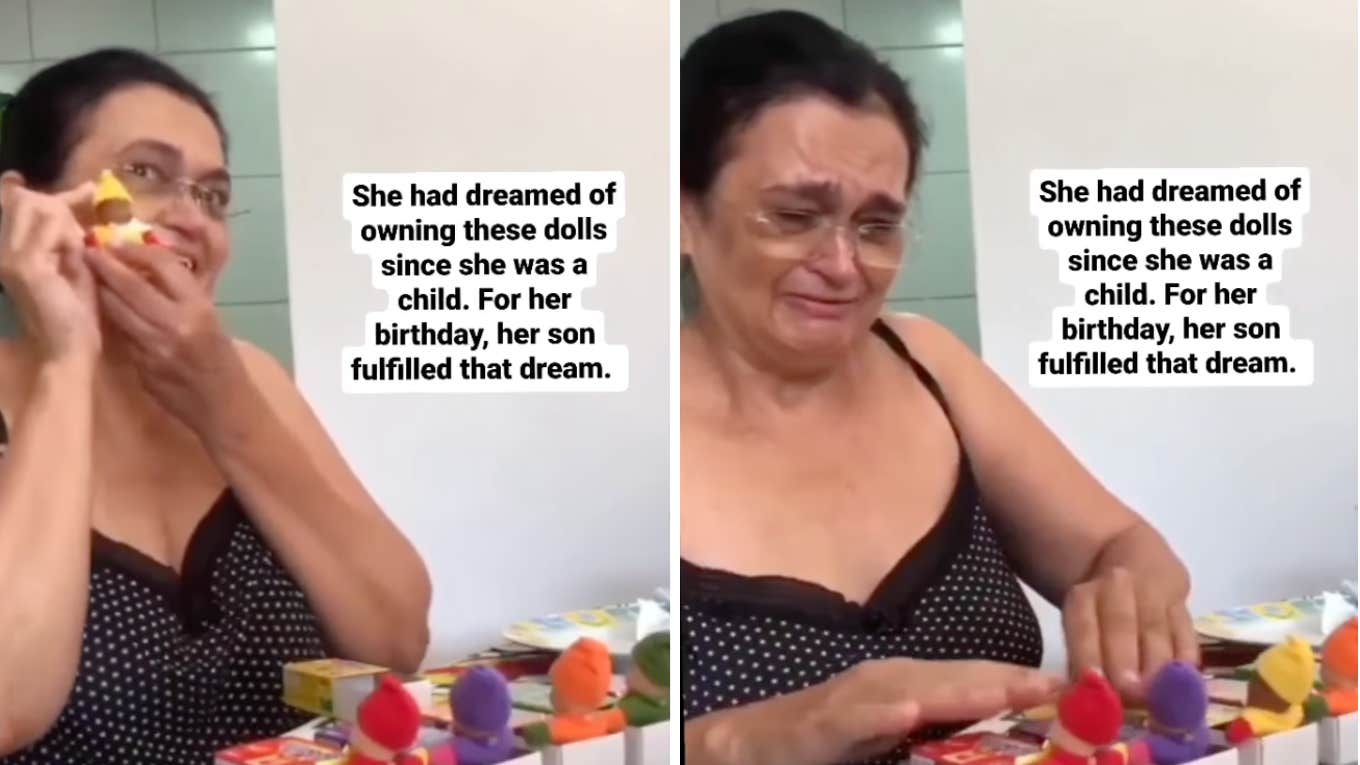 son heals his mother's inner child by gifting her the dolls