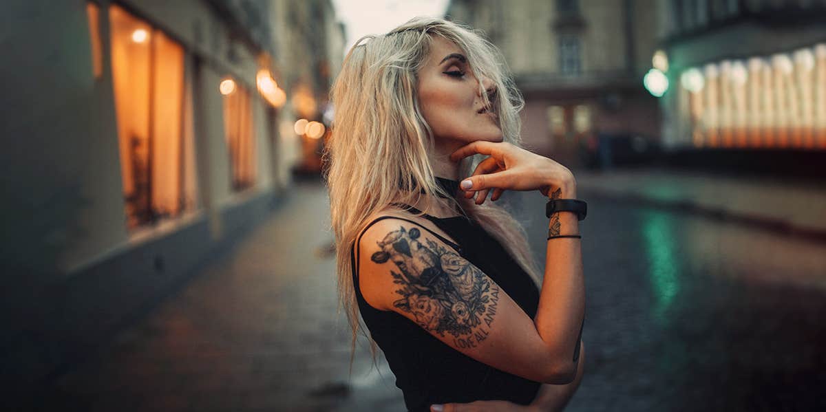 woman with tattoo