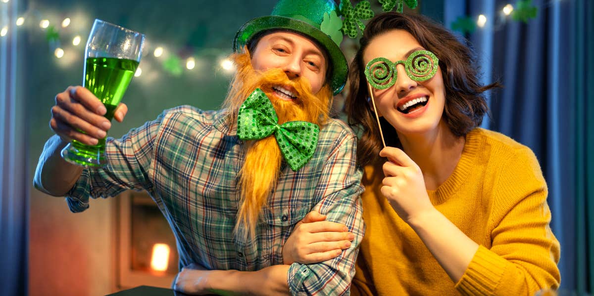 couple having fun on St. Patrick's Day