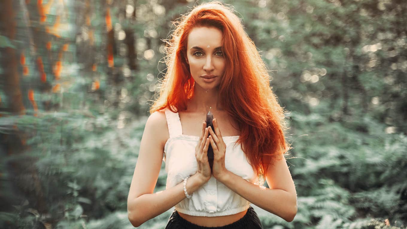 woman with crystal