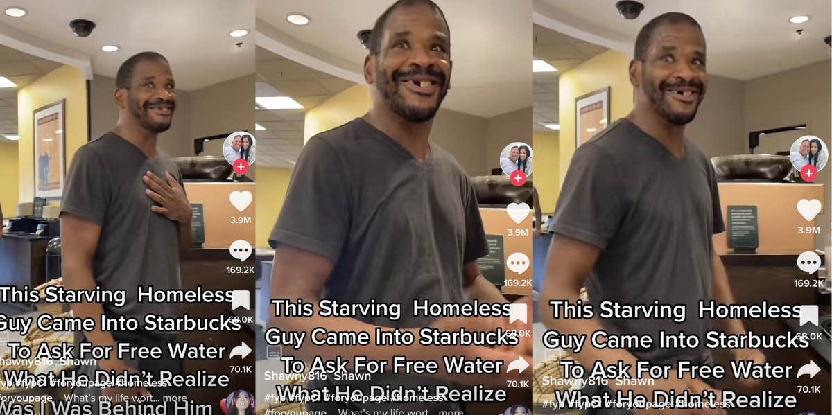 starbucks, customer, homeless 