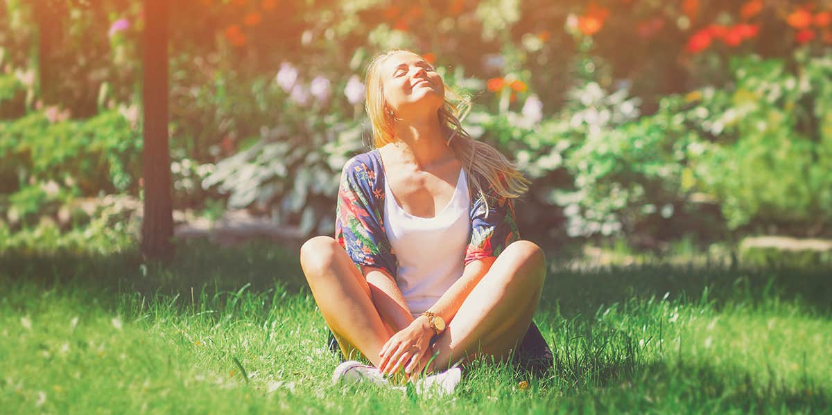 happy woman outside