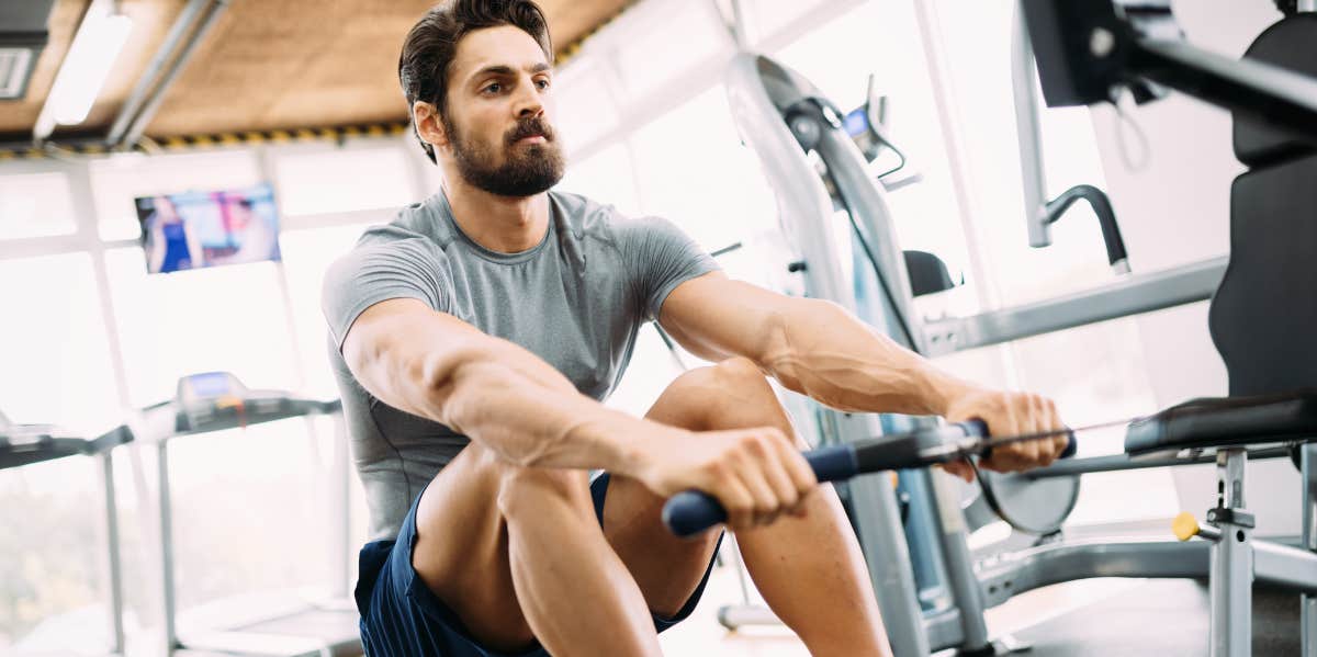 stepdad working out in home gym that used to be his son's room