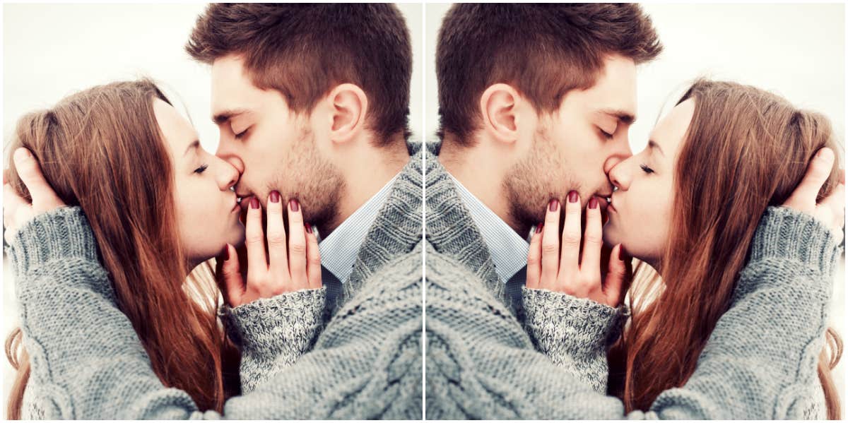 Should you stop looking for your soulmate doubled image of a couple in love, kissing