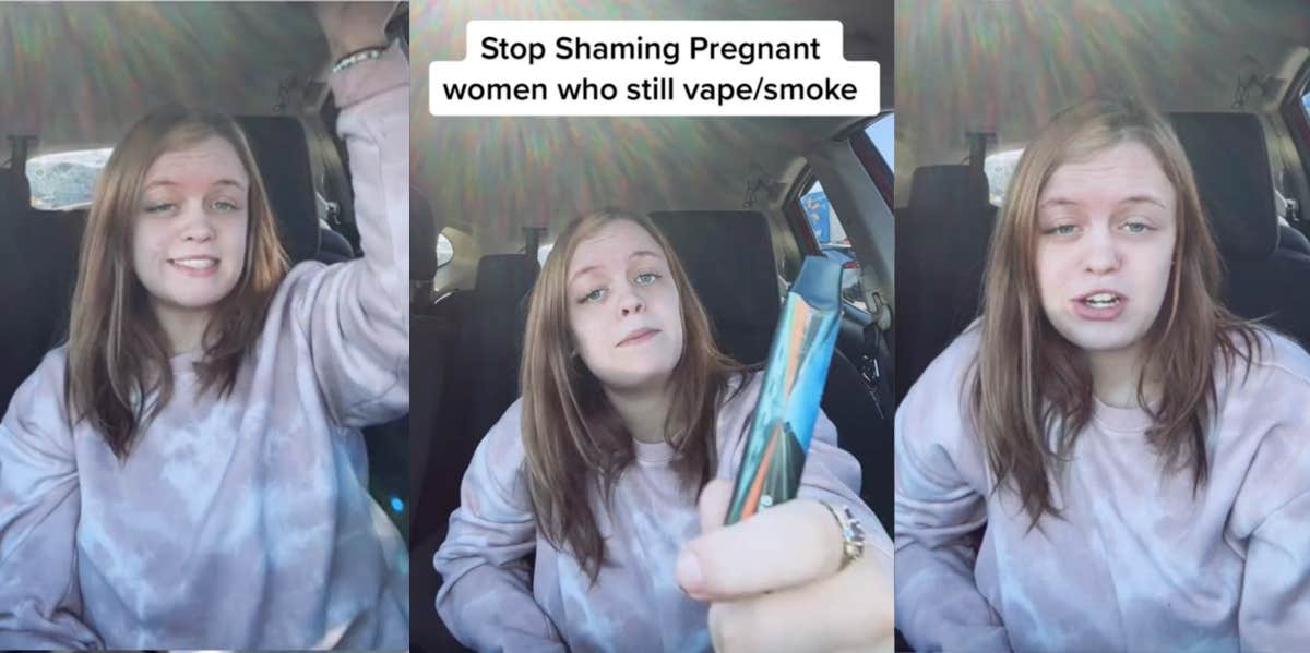 Woman saying to stop shaming pregnant women for smoking