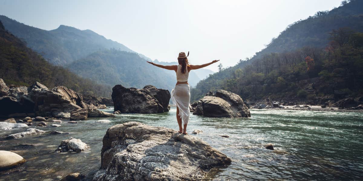 woman on river