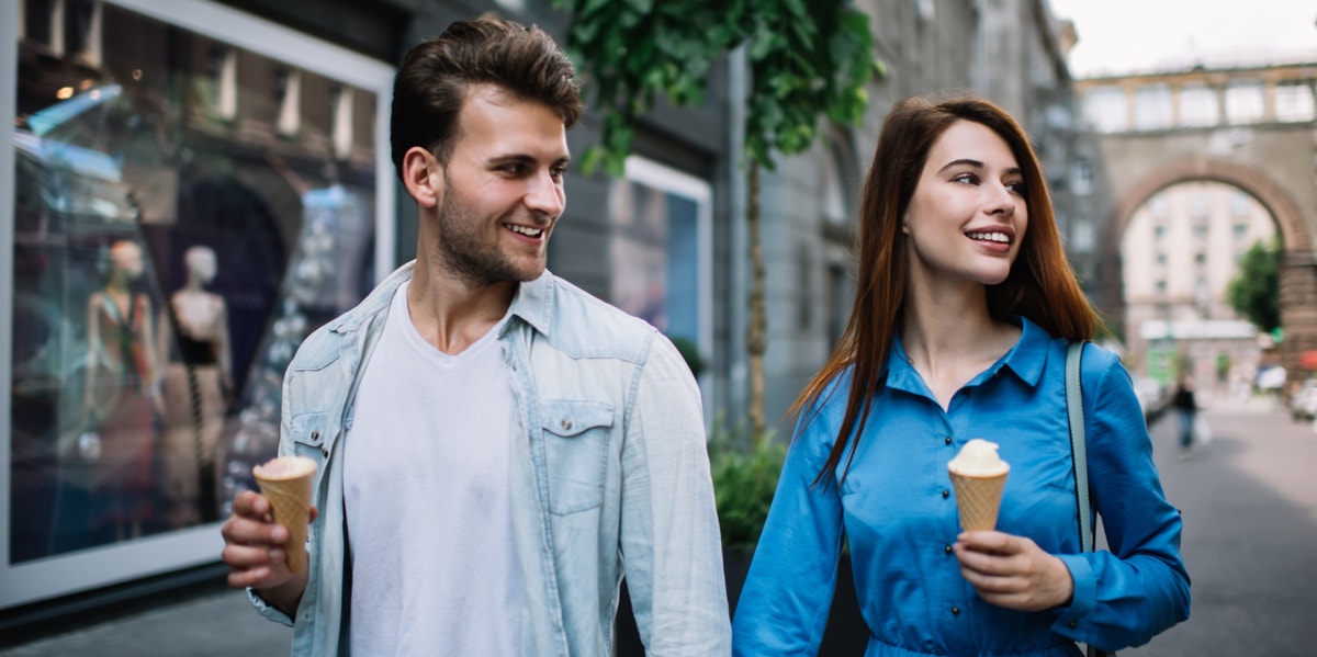 man and woman on date