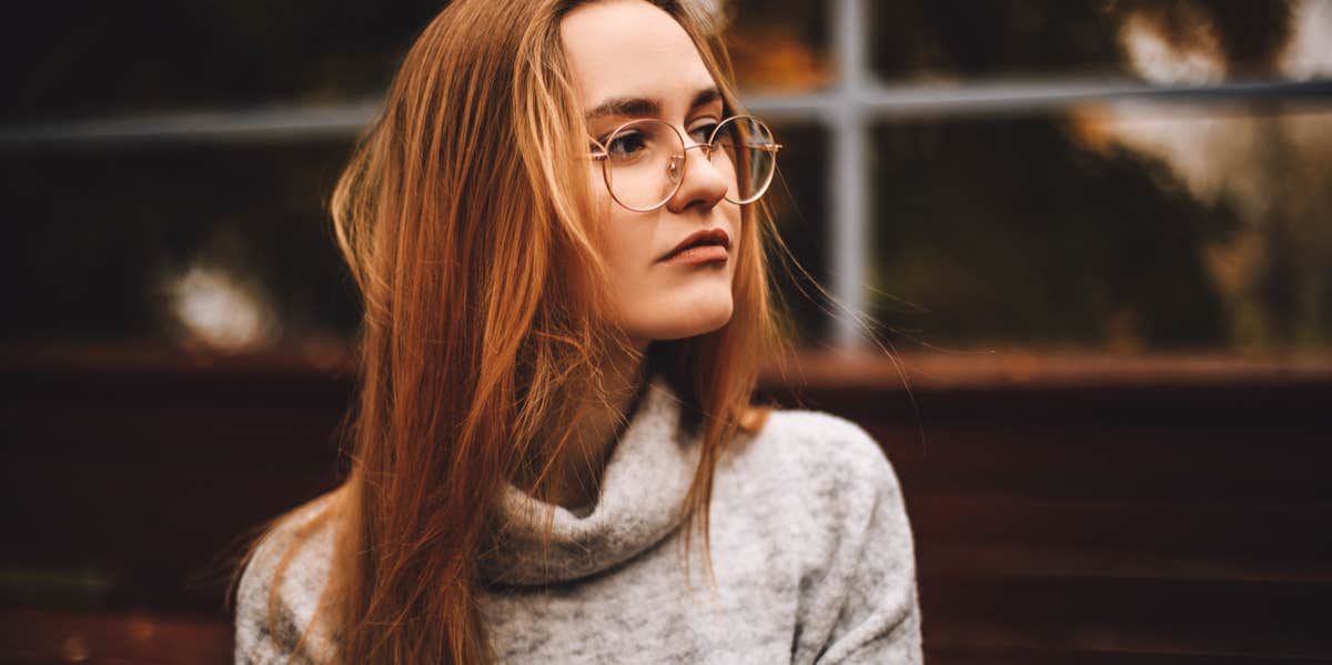 woman with glasses