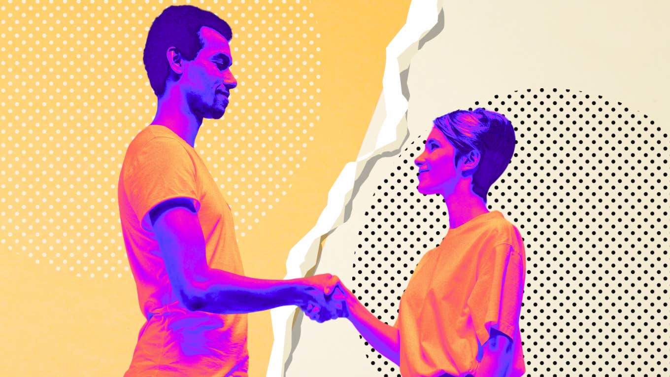 Strategies For An Amicable Divorce Couple shaking hands, amicable split