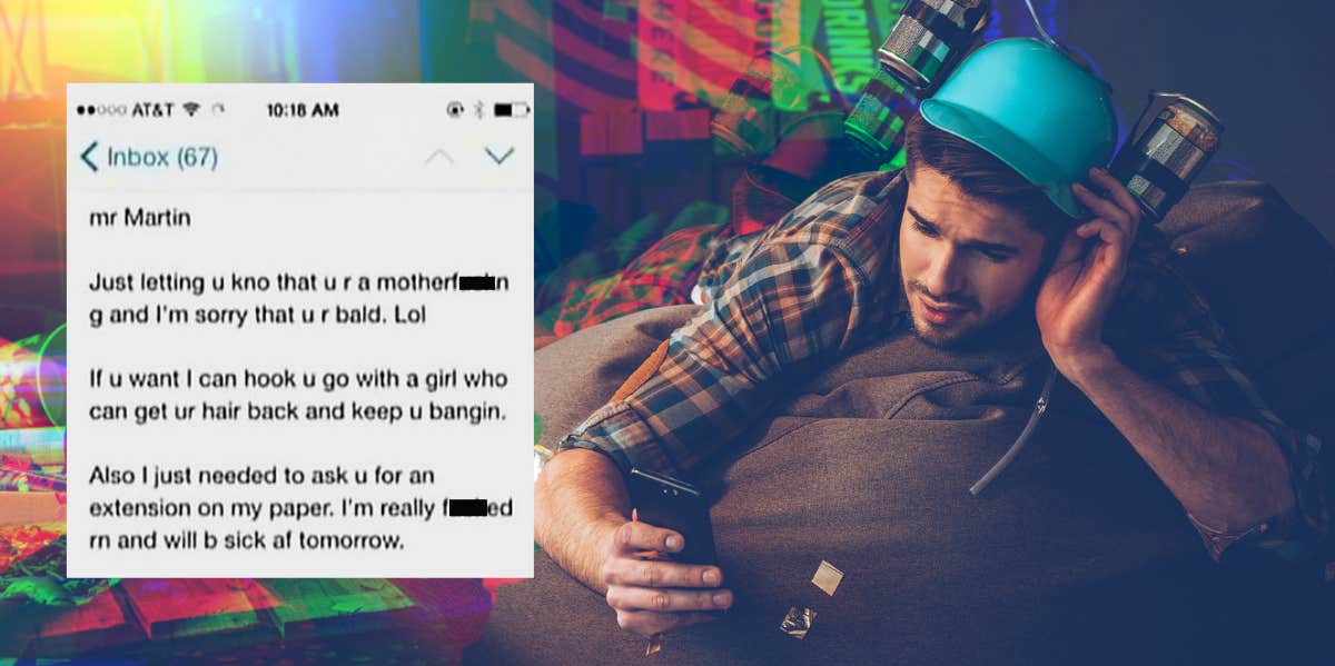 college student's drunk email to his professor 