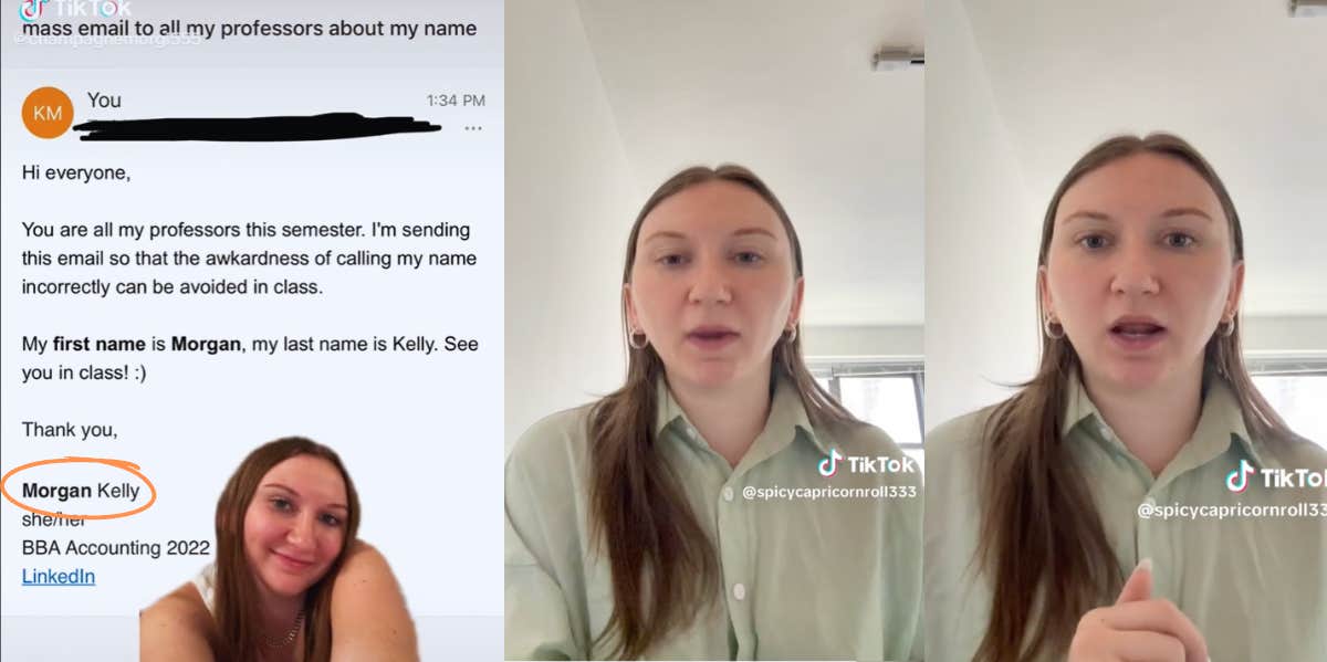 TikTok user Morgan Kelly shares her email to professors