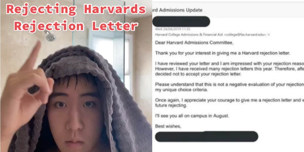 Student Who Received 'Many Rejection Letters' Writes To Harvard To Insist That They Should Reverse Their Rejection A Stanford student shares a response to a Harvard rejection letter