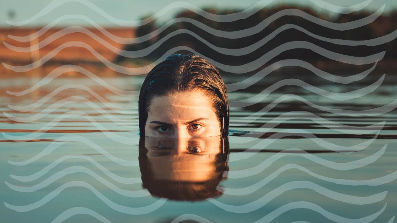Subtle Emotional Symptoms Of Depression Woman with face half in and half out of water
