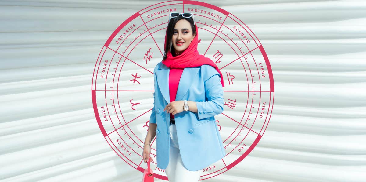 successful woman and zodiac wheel