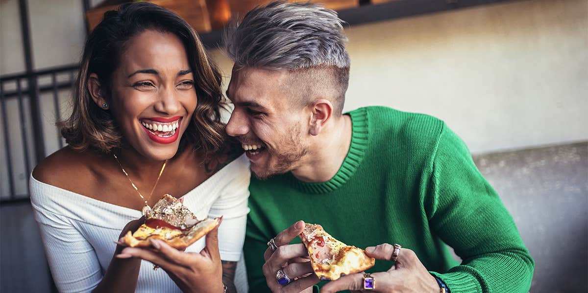 couple laughing on a date