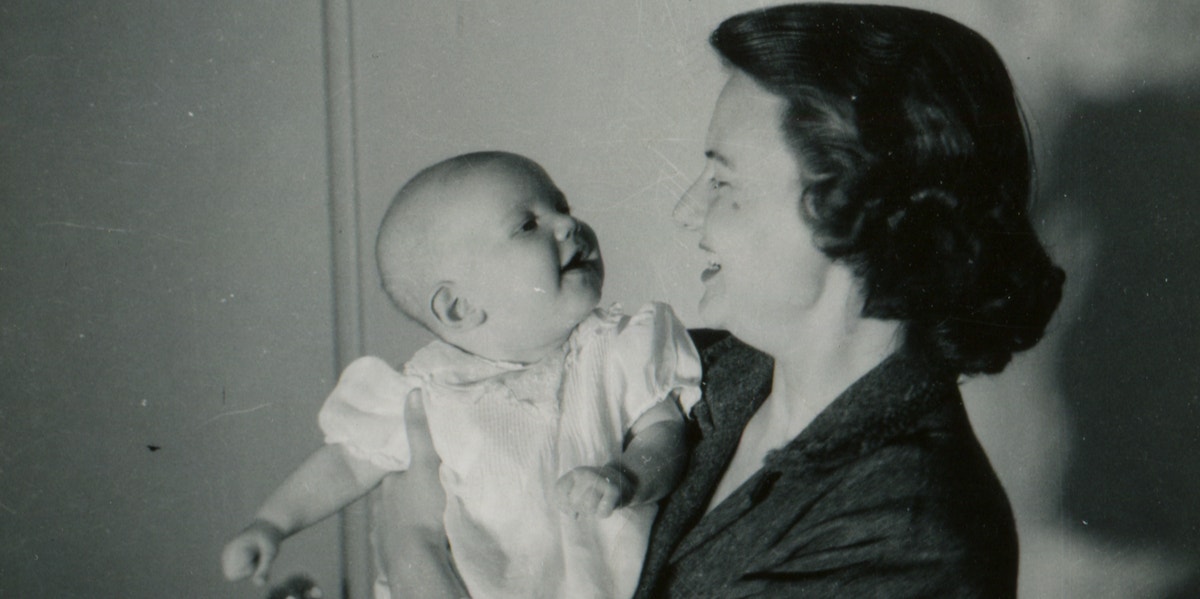 The Sweet Childbirth Advice A 93-Year-Old Woman Gave Her Pregnant Granddaughter vintage photo of mother holding baby