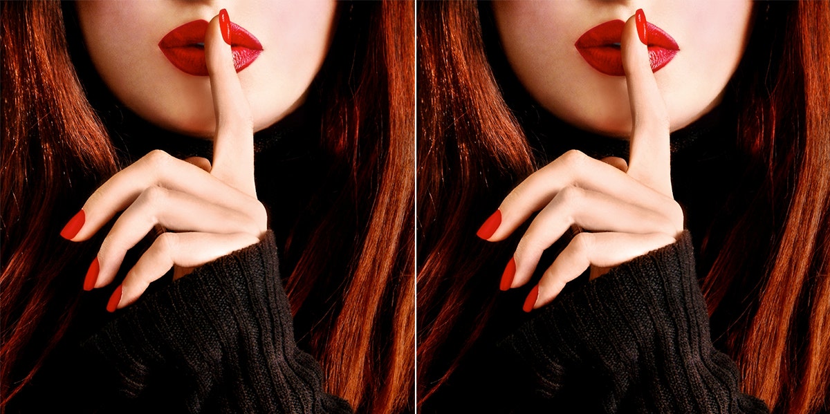 photo of woman making shhh sound with hands