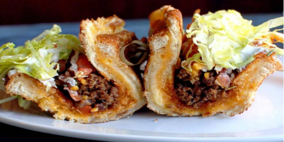 Taco that uses a grilled cheese instead of a tortilla.