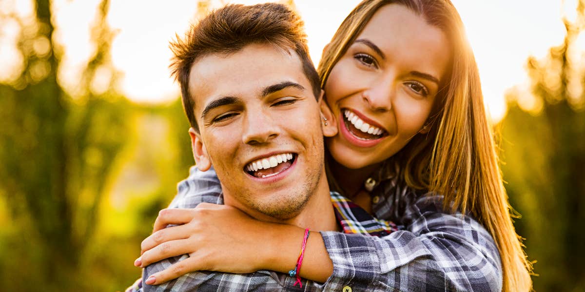 Happy couple smiling happy smiles