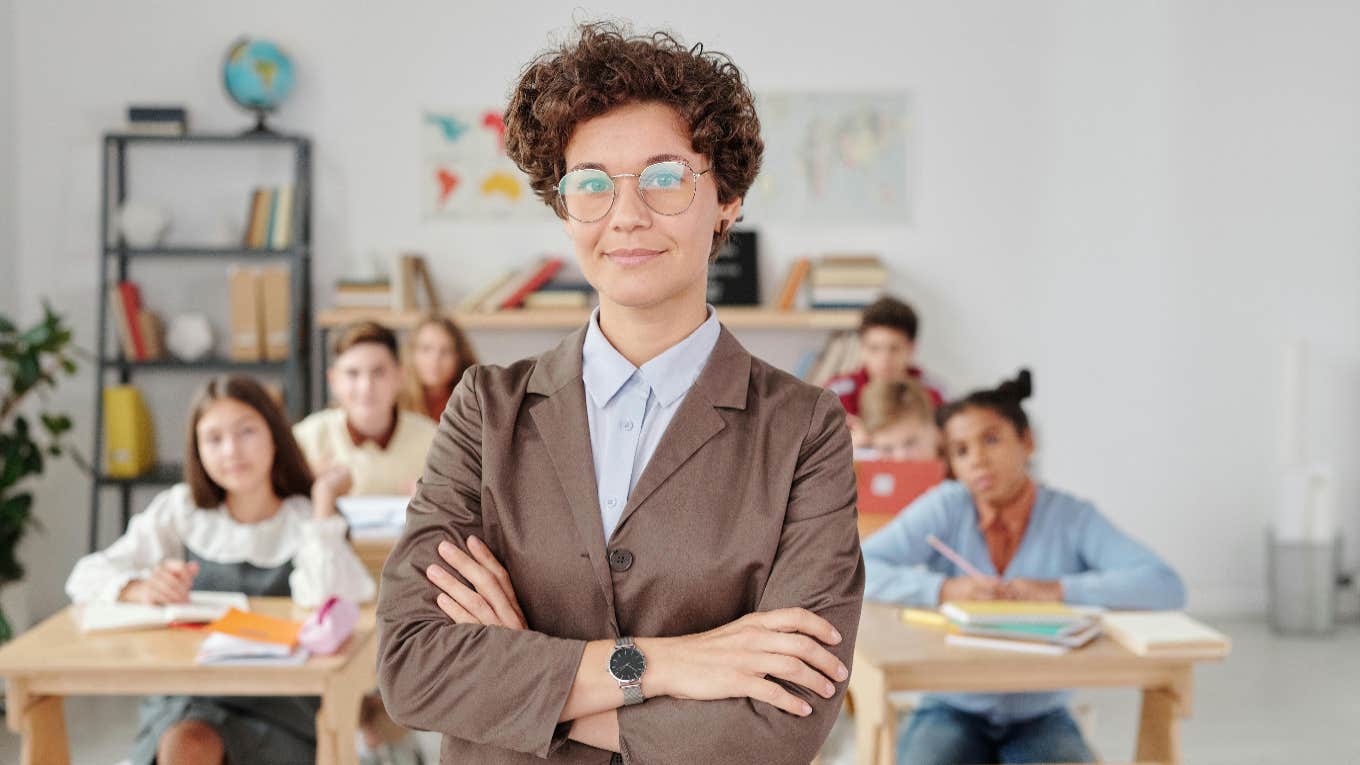 teacher in front of classroom