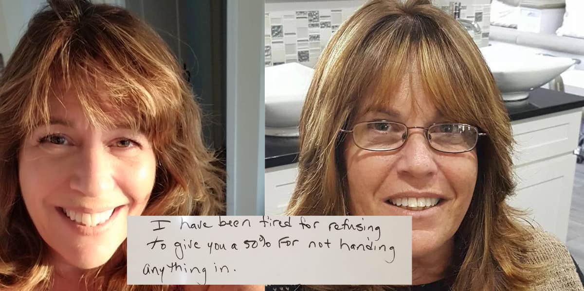 Middle School Teacher Fired For Giving Students All Zeroes After They Didn't Submit Their Homework Diana Tirado, message written on whiteboard