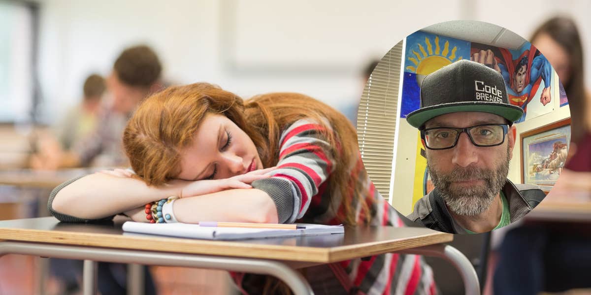 Sleeping student, teacher
